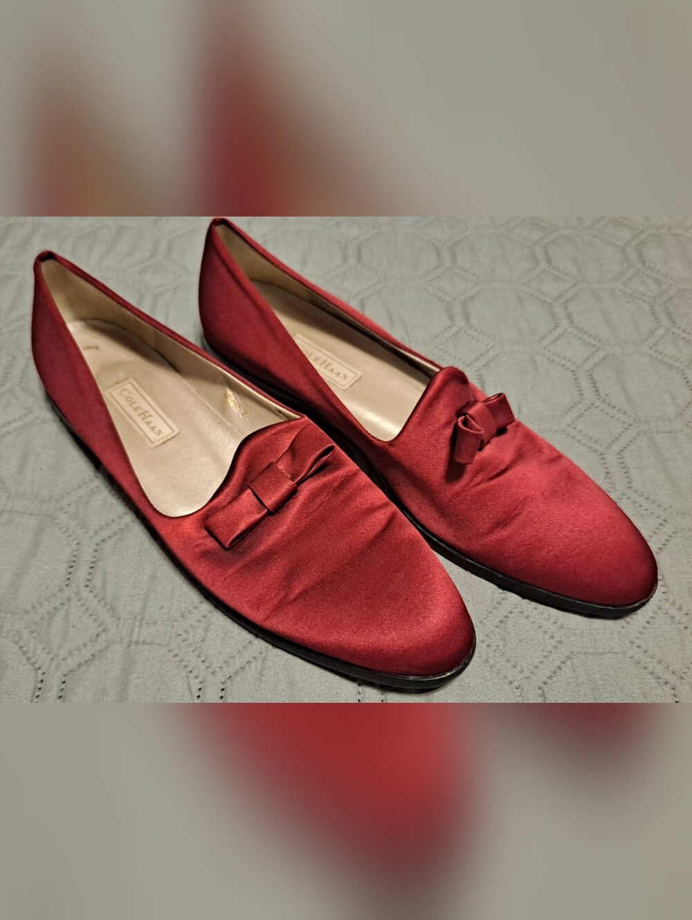 Cole Haan Red Satin Bow Flats 7AA